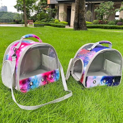 Guinea Pig Carrier Cage for 2, Bearded Dragon Travel Carrier for Small Animal Hamster Birds, Portable with Clear Window Transparent View Vet Bag (Carrier - Pink)