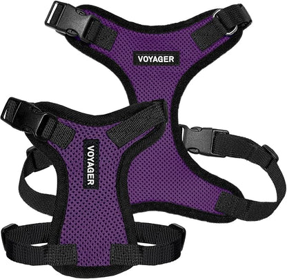 Voyager Step-in Pet Harness - All Weather Mesh, Adjustable Step in Harness for Cats and Dogs by Best Pet Supplies - Purple/Black Trim, L