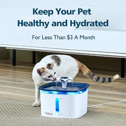 Veken Cat Water Fountain Filter, Classic 8 Pack Replacement Filters & 8 Pack Replacement Pre-Filter Sponges for 50oz, 84oz, 95oz or 108oz Automatic Pet Fountain Dog Water Dispenser
