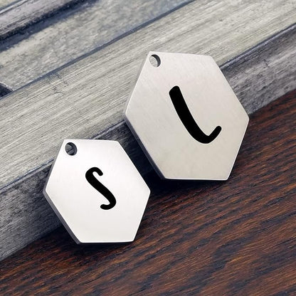 Ultra Joys Stainless Steel Pet ID Tag Dog Name Tags Personalized Front and Back Engraving, Customized Dog Tags and Cat Tags, Optional Engraved on Both Sides, Hexagon Tag Vine Design, Silver Large