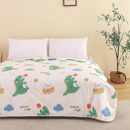WenBags Waterproof Dog Bed Cover 60 * 80 Inches Throw Size,Pet Hair Resistant Reversible Couch Cover Mattress Protector,Leakproof Bed Liner/Sheet/Blanket for Adults Elderly Pets,Cute Dinosaurs
