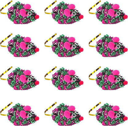 SunGrow 12 Pack Cat Crinkle Mice, 6x1.5 Inch Mice for Indoors, Keep Your Feline Energetic & Excited with Vibrant Colors, Lightweight Design for Long-Lasting Fun, Perfect for Playtime