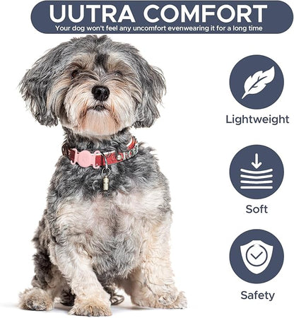 GPS Tracker for Dogs, Mini GPS Pet Tracker with Silicone Cover, IPX8 Waterproof GPS Trackers for Kids,No Monthly Fee,Work with Apple Find My(iOS Only),Dog Trackers Finder Trackers Pets (Pink-New)