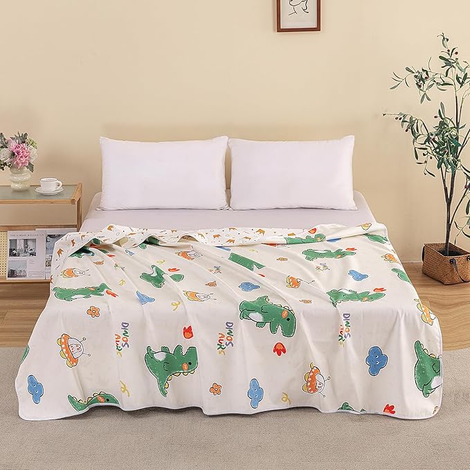 WenBags Waterproof Dog Bed Cover 40*60 Inches Throw Size,Pet Hair Resistant Reversible Couch Cover Mattress Protector,Leakproof Bed Liner/Sheet/Blanket for Adults Elderly Pets (Cute Dinosaurs, 40*60)