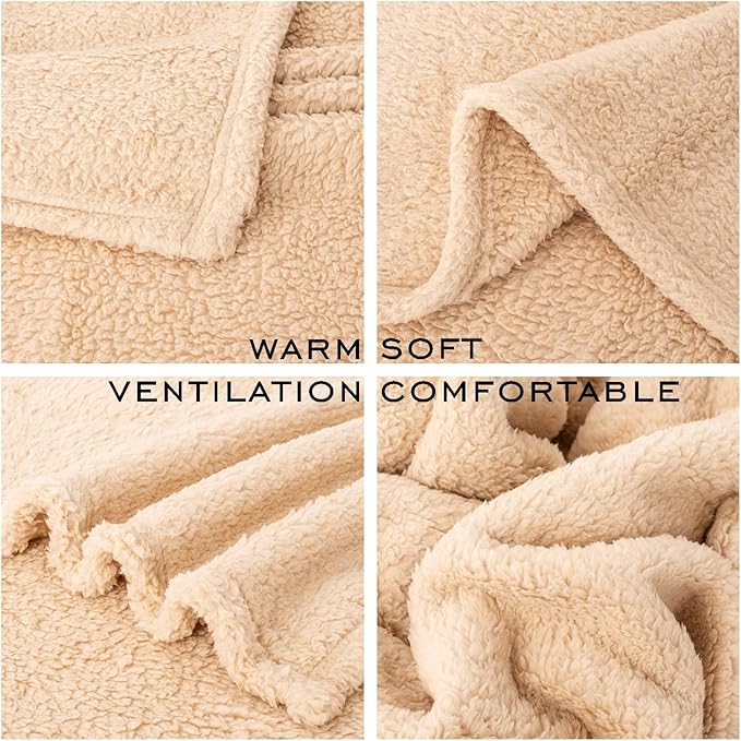 2 Blankets, Dog Cat Pet Blanket, Soft Warm Fleece, for Puppy, Small Dogs or Kitten, Cats, Plush Fuzzy Blanket for Bed, Sofa, Travel (40" x 32", 2/Pack, Beige+Light Gray)
