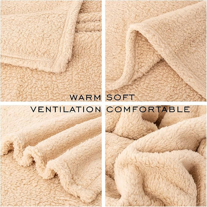2 Blankets, Dog Cat Pet Blanket, Soft Warm Fleece, for Puppy, Small Dogs or Kitten, Cats, Plush Fuzzy Blanket for Bed, Sofa, Travel (40" x 32", 2/Pack, Beige+Light Gray)