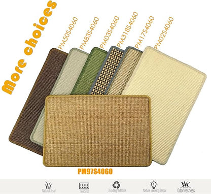 Cat Scratcher Mat, 23.6 x 15.7inch,Natural Sisal Cat Scratchers for Indoor Cats with Velcro Tapes,Cat Scratching Pad Rug,Horizontal Cat Scratching Mat Protect Furniture and Sofas (Brown)