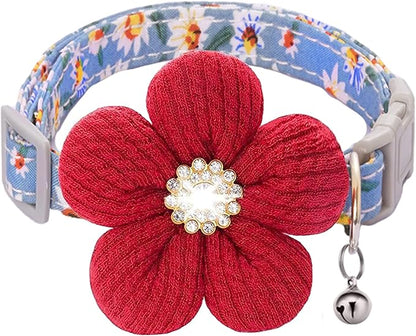 Large Dog Collar with Flower, Dog Collars for Large Dogs Collar for Girl Cute Dog Collar with Bell, Adjustable Length