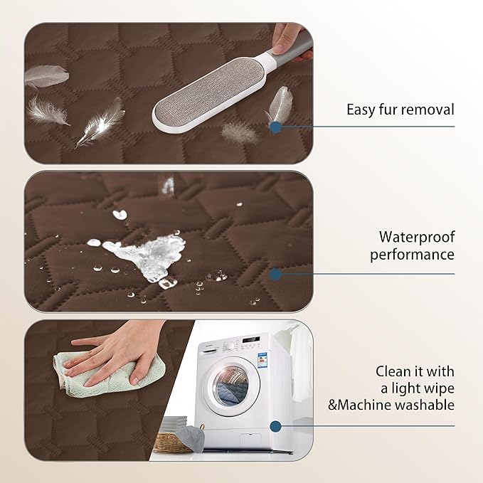 gogobunny 3X Stronger Waterproof Pet Blanket, Scratch Proof Furniture Protector for Dogs Cats, Reversible Cover 68x82 Inch, Dark Chocolate