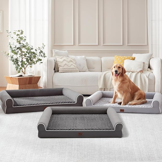 Large Dog Beds Large Sized Dogs, Orthopedic XXL XL Dog Bed for Medium Size Dogs, Big Waterproof Couch Sofa with Removable Washable Cover for Pet, Light Grey, 36"*27"*6.5"