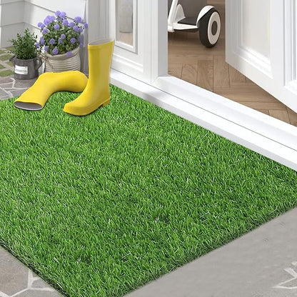 Bsmathom Artificial Grass Rug Indoor Outdoor Rug, Professional Dog Potty Training Rug, Fake Grass Rug Synthetic Grass Mat Door Mats with Drainage Holes for Balcony Patio Garden (39.3 x 31.5Inch)