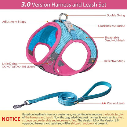 AIITLE Escape Proof Dog Harness - Step in Adjustable Dog Harness No Choke Over with Breathable Mesh and Quick-Release Buckle for All Weather- Outdoor Walking, Training for Medium Dogs Hot Pink XL