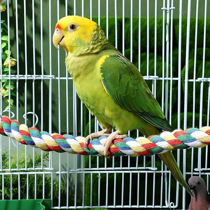 iplusmile Bird Rope Perch Swing & Climbing Toy - 40-Inch Extra Long Soft Spiral Colorful Cotton Rope for Parrots Cockatiels Parakeets Budgie Cage Accessories