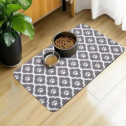 Dog Food Mat 24X32 Inch Pet Feeding Absorbent Mats for Floor Cat Water Bowl Placemats Non-Slip Washable Dog Mat for Food and Water
