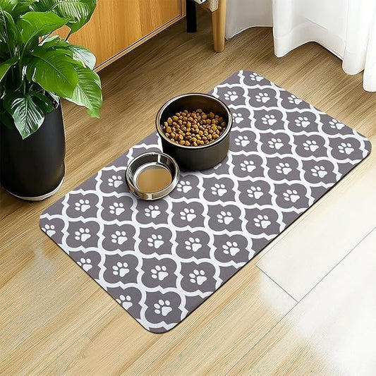 Dog Food Mat 12X20 Inch Pet Feeding Absorbent Mats for Floor Cat Water Bowl Placemats Non-Slip Washable Dog Mat for Food and Water
