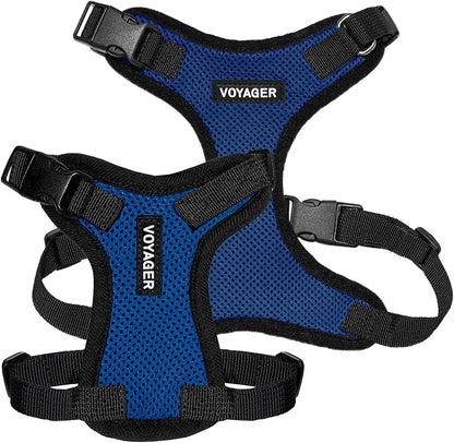 Voyager Step-in Pet Harness - All Weather Mesh, Adjustable Step in Harness for Cats and Dogs by Best Pet Supplies - Royal Blue/Black Trim, XS