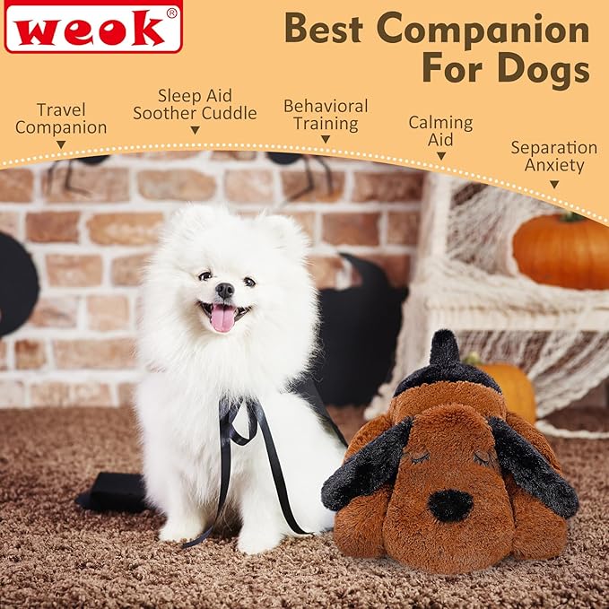 Heartbeat Puppy for Dogs, Helps for Anxiety Relief and Calming, Stuffed Animal Anxiety Calming Behavioral Puppy Heartbeat Toy Sleep aid for Cats Pets（for Small Breeds）