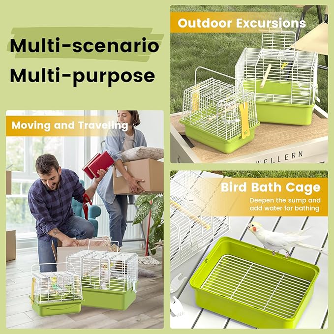 Small Bird cage,Travel Cage for Birds and Small Animals, Parakeet cage,Bird Carrier Travel cage,Bird Travel cage, jaulas para pájaros,Green,(Size:S,M,L) (L)
