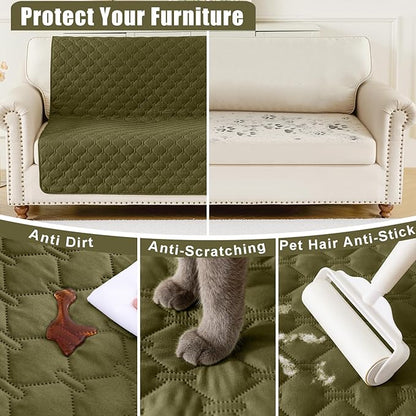 Smiry Waterproof Dog Bed Cover Blanket, Soft Reversible Pet Blanket, Washable Leakproof Cats Dogs Couch Cover for Sofa, Couch, Furniture (52x82 Inch, Green/Navy)