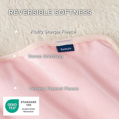 Bedsure Cat Blanket for Indoor Cats - Waterproof Calming Cat Blankets for Couch Protection, Sherpa Fleece Pet Blanket, Soft Plush Reversible Throw Furniture Protector, 50"x40", Pink