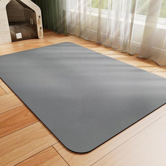 Dog Food Mat - Absorbent Cat Mat for Food and Water, No Stains Pet Feeding Bowl Mat, Easy to Clean Pet Placemats, Quick Dry Dog Water Dispenser Mat for Messy Drinkers | Dark Grey 16"x 24"