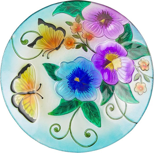Alpine Corporation 18" Outdoor Birdbath Bowl Topper with Metal Stand, Garden Decor