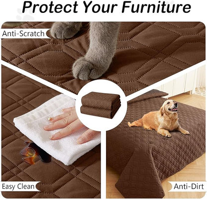 hyha Waterproof Dog Bed Blanket, Soft Pet Blankets, Waterproof Couch Cover for Dogs, Reversible Sofa Covers Washable for Furniture (52x82 Inch, Brown/Chocolate)