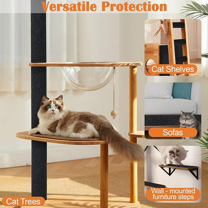 Cat Scratch Furniture Protector - 118" x 15.8" Trimmable Self-Adhesive Cats Claws Scratch Pads, DIY Cat Climbing Couch Protector for Scratch Post Cat Tree Replacement Indoor (Black)