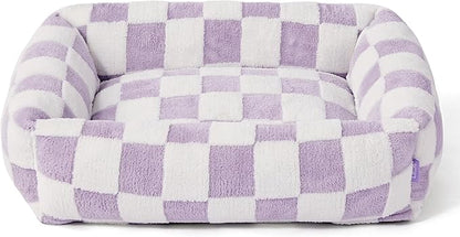 LE SURE Cute Dog Bed for Medium Dogs - Washable Pet Beds,Cozy Rectangle Orthopedic Sofa with Jacquard Shaggy Plush & Anti Slip Bottom,30x24x8inches