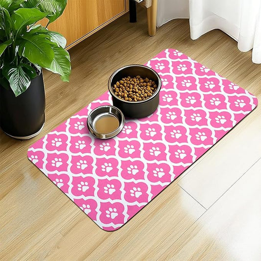 Dog Food Mat 24X32 Inch Pet Feeding Absorbent Mats for Floor Cat Water Bowl Placemats Non-Slip Washable Dog Mat for Food and Water