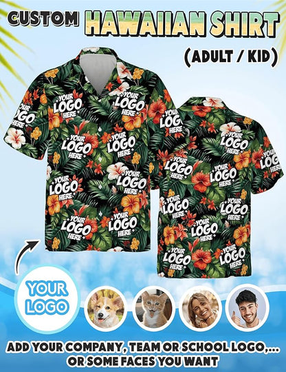 Custom Hawaiian Shirt with Face Photo Picture for Men Women Kids Youth Adult, Tropical Personalized Hawaiian Shirts Gift