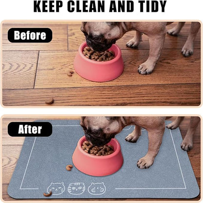 YCT Cat Pet Food Mat - Non-Slip Bottom Absorbent Quick Dry Feeding Mat for Dogs and Cats - Pet Supplies, 11.8"x18.1" Beige