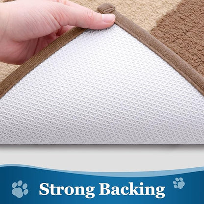 Buganda Dog Door Mat for Muddy Paws, Absorbent Dirt Trapper Washable Indoor Doormats, Non Slip Low-Profile Mud Mat for Dogs, Front Entrance Doormat for Inside Floor (30x20 Inches, Camel)