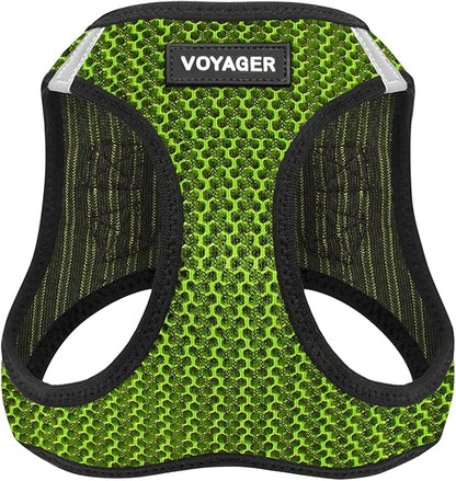 Best Pet Supplies Voyager Step-in Air Harness - All Weather Mesh, Reflective, No Pull Harness for Dogs, Cats - Secure with Hook & Loop Fastener, Buckle, Double D-Rings - Lime Green 2-Tone, S