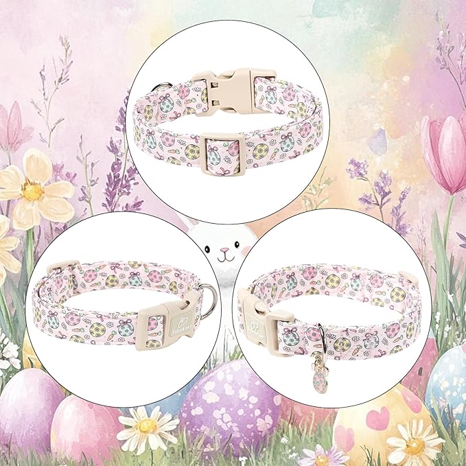 Easter Dog Collar for Puppy Small Dogs - Easter Egg Pastel Dog Collars, Cute Girl Dogs Collar, Lightweight Adjustable Spring Holiaday Dog Collars with Quick Release Buckle XS