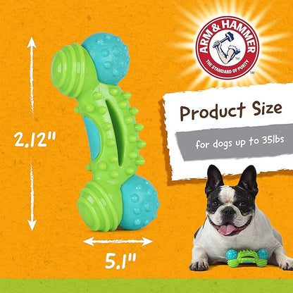 ARM & HAMMER for Pets Nubbies Duality Bone Dental Dog Toy- Best Dog Chew Toy for Moderate Chewers- Dog Dental Toy Helps Reduce Plaque & Tartar- Green Apple Flavor Baking Soda (Pack of 8)
