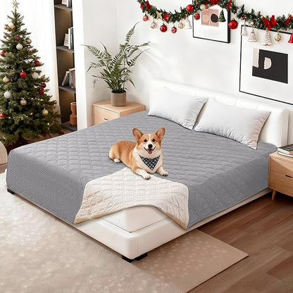 Waterproof Couch Covers for Pets, Waterproof Dog Bed Cover, Anti-Slip Soft Dog Blankets, Couch Cover for Dogs Washable, Pet Blanket for Puppy Large Dogs Cat (82x102 Inch, Light Grey)