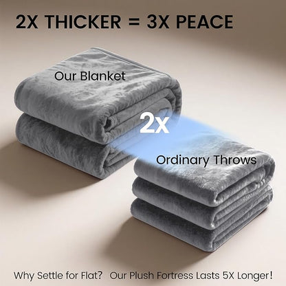 gogobunny Waterproof Bed Blanket, Reversible Sherpa Fleece Throw Blanket for Dog Puppy Cat, Furniture Cover Protects Bed Couch Sofa from Liquid Pee and Pet Fur (Grey, 60x80 inches)