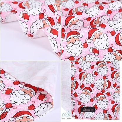ARING PET Christmas Dog Bandanas, Pink Santa Claus Holiday Pet Bandana Scarf Triangle Bibs for Puppy Small Medium Large Boy Girl Dogs Cats-S