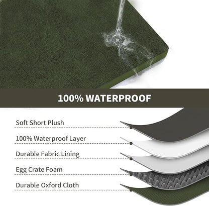 Orthopedic Dog Bed for Extra Large Dogs, XL Comfort Pet Mat for Large Sized Dog 44x32 Inch, Egg Crate Foam with Removable Washable Oxford Cover, Olive Green