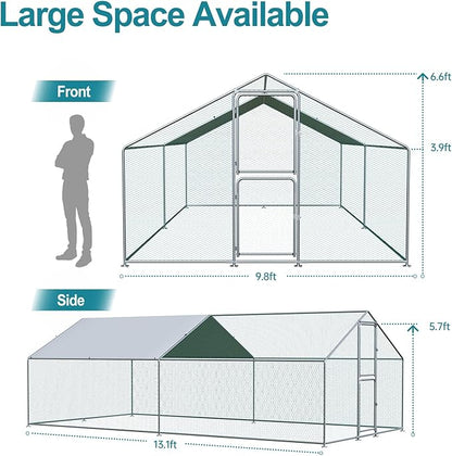 Large Chicken Coop, Chicken Coops for 20 Chickens, Chicken Runs for Yard with Water Poof & UV Resistance Cover, Spire Roof Chicken Coop Run with Double Lockable Doors for Outdoor Backyard