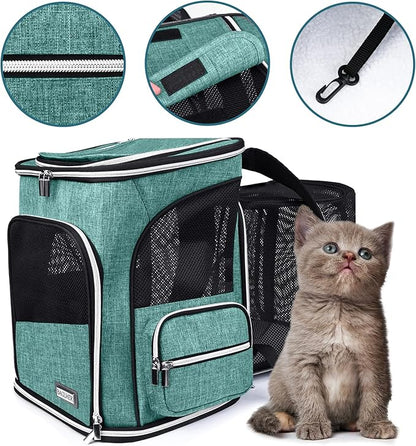 BAGLHER Expandable Pet Carrier Backpack，Pet Backpack for Small Cats Puppies Dogs Bunny, Airline-Approved Ventilate Backpack for Travel, Hiking and Outdoor Use. Green
