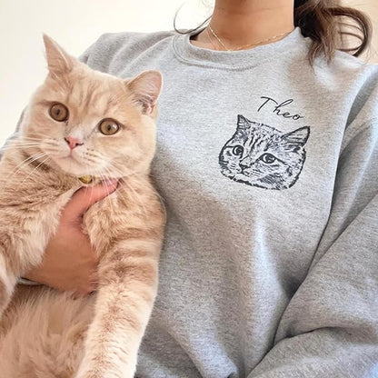 Personalized Dog Hoodie Sweatshirt, Custom Line Art Portrait Dogs Cats Hoodie, Customized Pet Lover Gifts, Pet Name Hoodies Sweatshirts For Women, Dog Mom Gifts