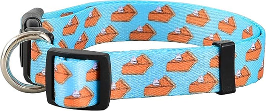 Native Pup Thanksgiving Dog Collar- Fall Collars for Dogs- Autumn Leaf, Turkey, Pumpkin Pie, Holiday Leaves- Girl Boy Puppy- Adjustable for Small, Medium, Large Breeds (Pumpkin Pie, Small)