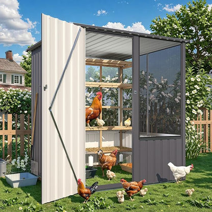 AECOJOY 5 x 5 FT Outdoor Large Bird Cage, Parrot Cage with Lockable Doors and Ventilated Mesh, Walk-in Aviary Cage for Macaws Canaries Parrots Budgie and Lovebirds
