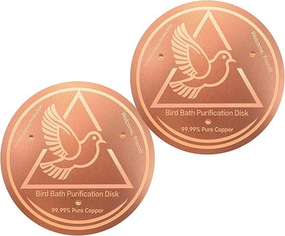 Bird Bath Purification Disk, 99.99% Copper Disc for Bird Bath Copper Disk Cleaner Safe for Outside Birds Fountain Disc Accessories, Fit for Outdoor Birdbath Bowl (2 pcs)