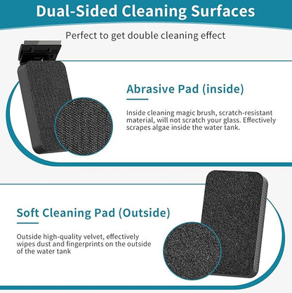 Hygger Aquarium Magnet Glass Cleaner, Magnetic Fish Tank Cleaner With 2 Blades for Glass and Acrylic Aquariums, Aquarium Algae Scraper with Super Strong Magnet for fish tanks 0.25-0.5 inches thick (M)