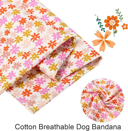 ARING PET Floral Dog Bandana, Spring Summer Daisy Flower Girl Pet Bandana Scarf Triangle Bibs for Puppy Small Medium Large Dogs-S