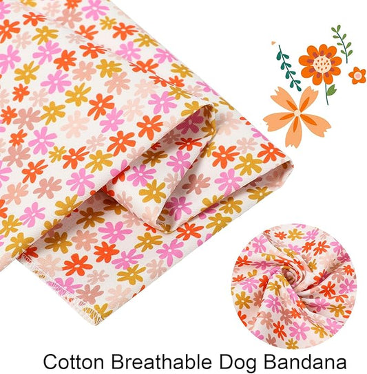 ARING PET Floral Dog Bandana, Spring Summer Daisy Flower Girl Pet Bandana Scarf Triangle Bibs for Puppy Small Medium Large Dogs-S