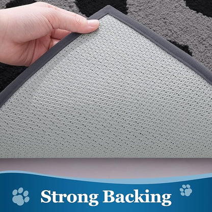 Buganda Dog Door Mat for Muddy Paws, Absorbent Dirt Trapper Washable Indoor Doormats, Non Slip Low-Profile Mud Mat for Dogs, Front Entrance Doormat for Inside Floor (30x20 Inches, Grey)